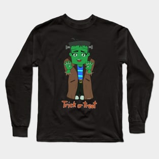 Halloween Spoopy Frankenstein trick or treat Long Sleeve T-Shirt